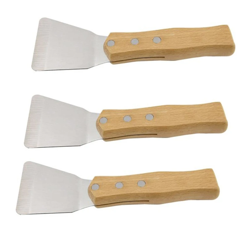 3Pcs Ceiling Install Spatula Scoop With Wooden Handle Stretch Ceiling Film Shovel Accessories For Welding Harpoon, Large