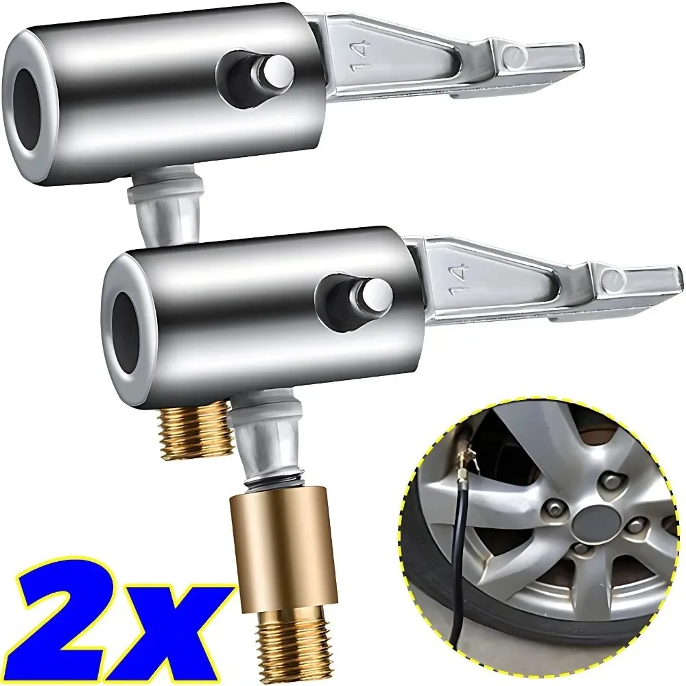 Metal Tire Inflator Connector Valve 90 Degree Lock on Air Chuck Car Motorcycle Pump Adapter Copper Zinc Alloy Garage Repair Tool