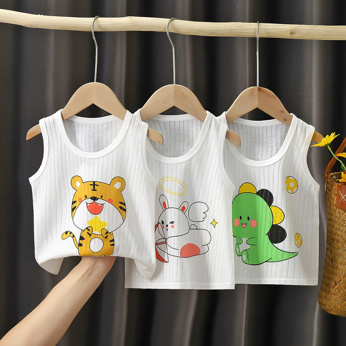 Summer Children Vest For Girls Clothing Cotton Cartoon Kids Boys Casual Tank Tops For Baby