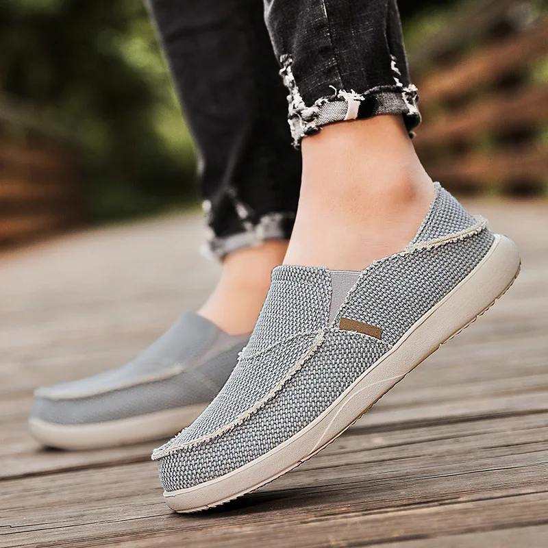 

Spring Summer Concise Comfortable Casual Shoes Lightweigh Mens Canvas Shoes For Men Slip-On Brand Fashion Flat Loafers Shoes