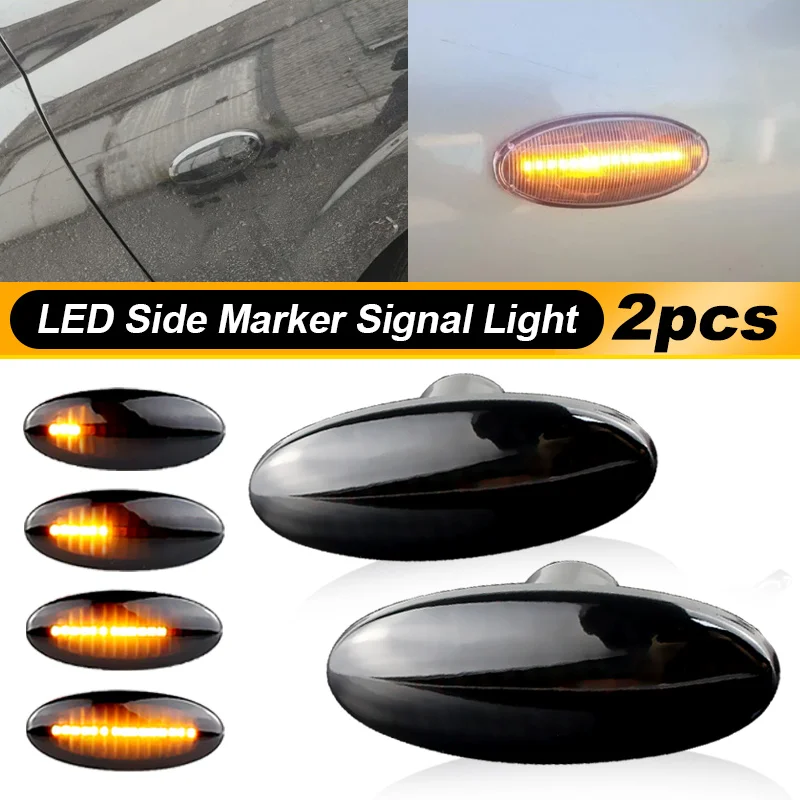 

2Pieces For Nissan Qashqai Dualis Juke Micra March Micra Note X-Trail Amber Dynamic Blinker LED Side Marker Turn Signal Lights