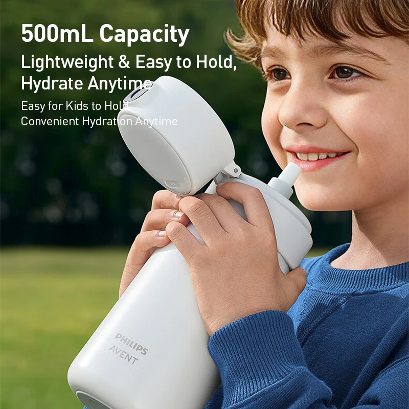 كوب فيليبس 560 مل معزول، كوب معزول للأطفال، كوب ماء آمن مع فتح بصمات الأصابع وعرض درجة حرارة الماء