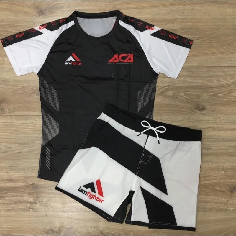 

2026 Hot Selling Fighting Suit: Y2K Fashionable Breathable Short-Sleeve T-Shirt and Men's Boxing Training Shorts Two-Piece Set