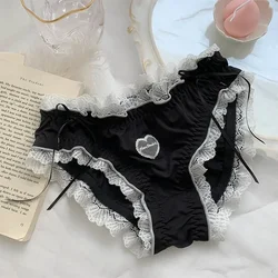 Kawaii Lingerie Lace Underwear Women Girls Blue Pink Ruffles Panties Briefs Japanese Sexy Cute Thongs Lolita Panty