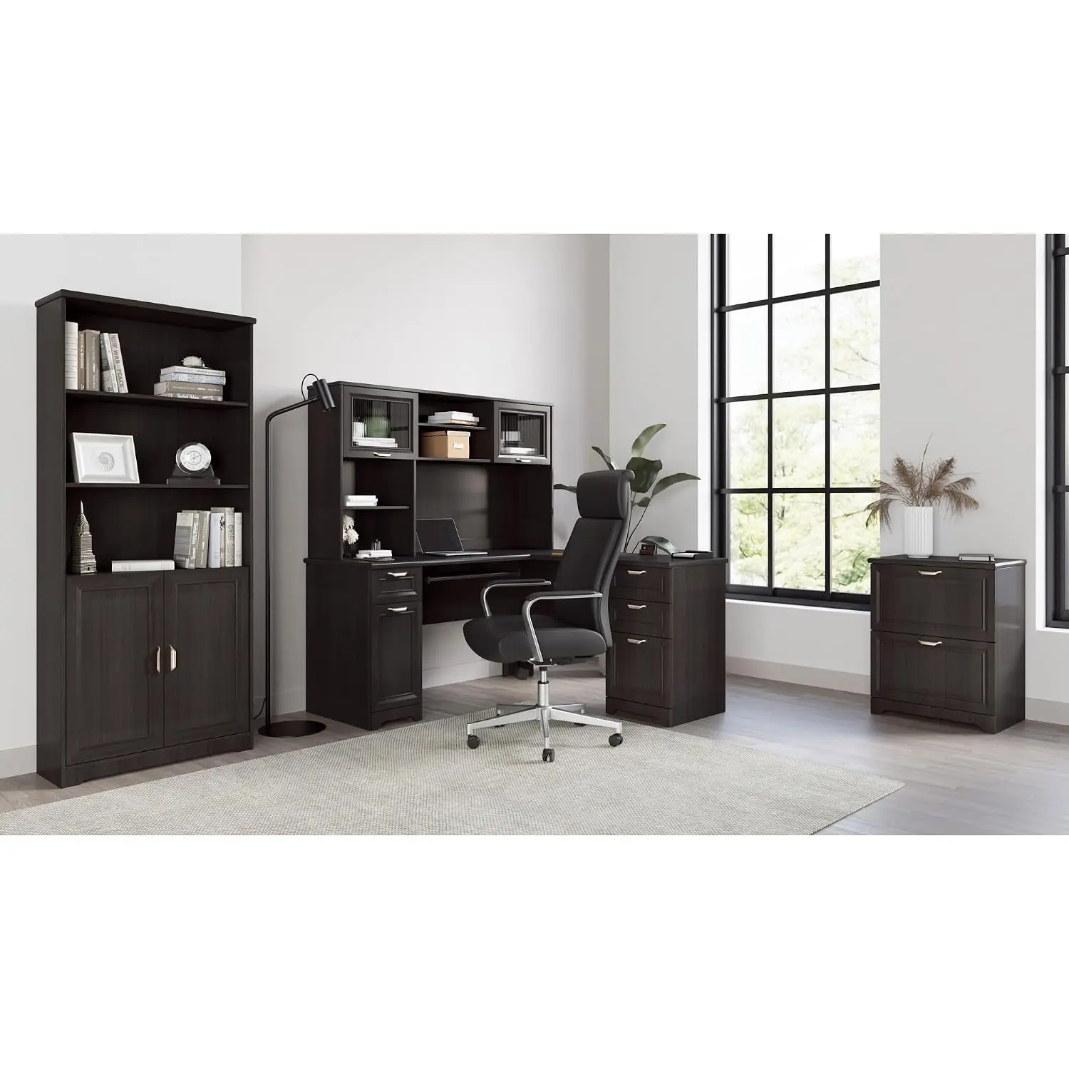 2-Drawer Lateral File Cabinet, Espresso Finish, Steel Construction, Home Office Storage, 23.5