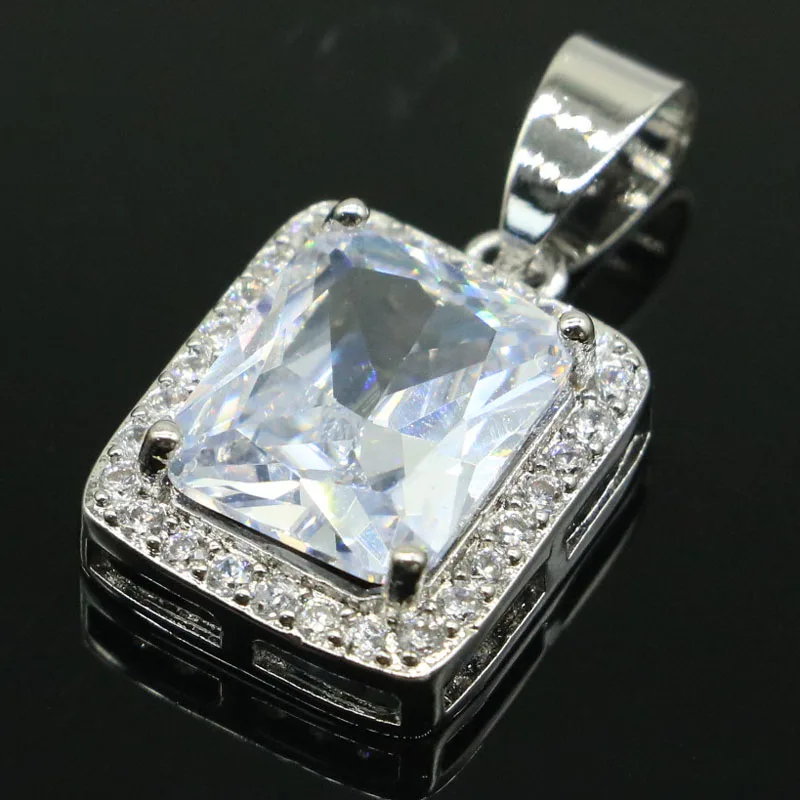 Buy 2 Get 1 Free 25x14mm Lovely Cute White Sapphire White CZ Women Engagement Silver Pendant