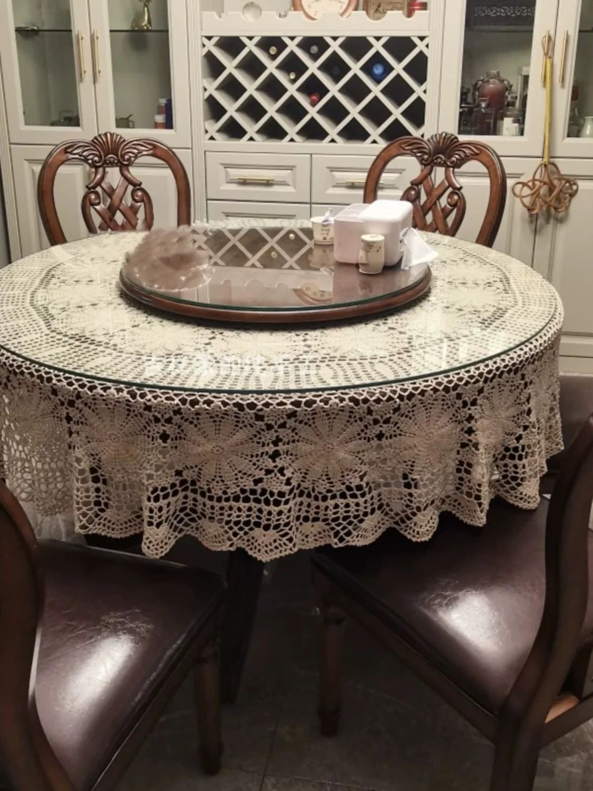 

Handmade Hook Needle Large Snowflake Northern Sle Rural Small Wabi-Sabi round Tablecloth Home Textile Dining Tablecloth