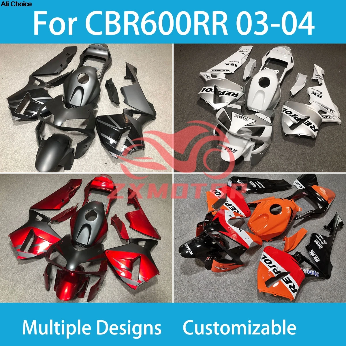 

ABS Fairing Kit CBR 600RR 03 04 Refitting Motorcycle Customized Shell Fairings for Honda CBR600RR 2003 2004