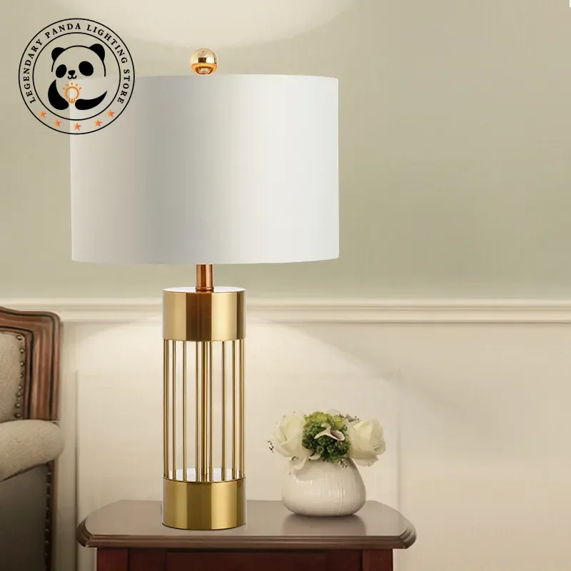 Postmodern Minimalist Table Lamp Glass Lampshade Metallic Luster Desk Light Bedroom Study Indoor Decoration LED Lighting Fixture