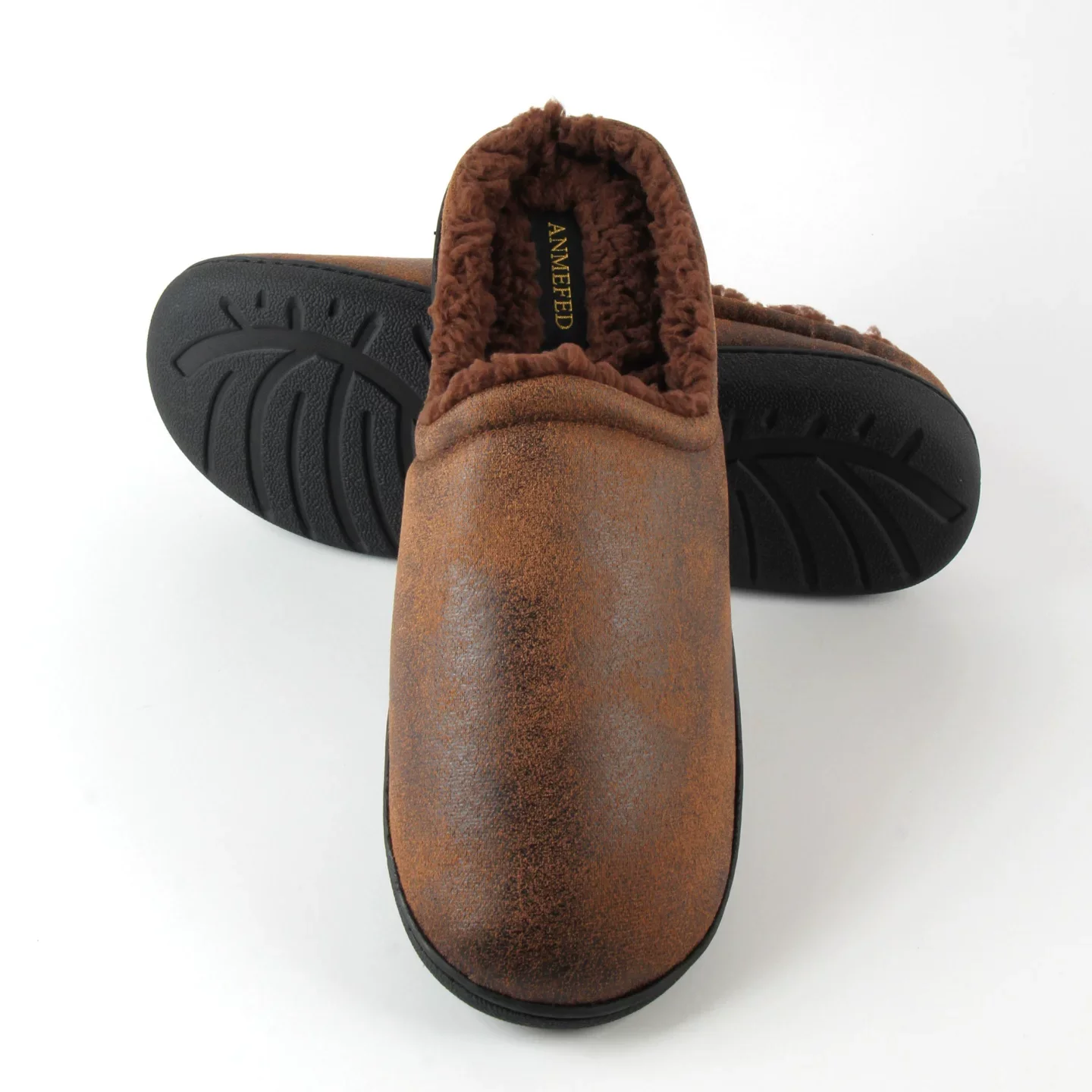 Men's Winter Non-Slip House Slippers – Warm Plush Lined Thick Sole, Minimalist Indoor Shoes for Home & Office