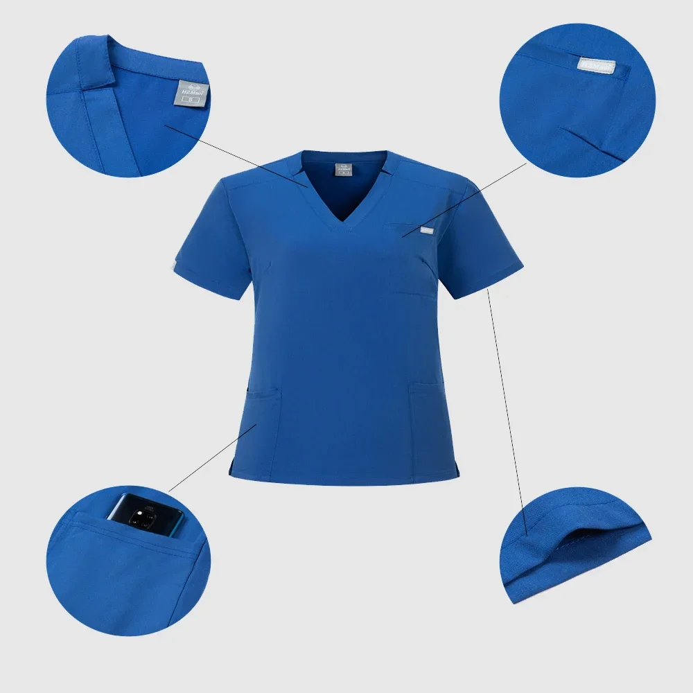 مجموعة دعك مرنة تناسب الجسم للنساء ، الزي الطبي لغرفة العمليات ، زي موحد للممرضات ، بدلة جراحية ، أحادية اللون ، جديدة