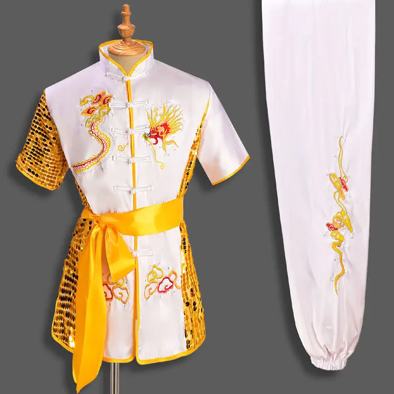 Mężczyźni kobiety chińskie tradycyjne smok Wushu jednolite odzież Kung Fu zestaw sztuk walki jednolite Tai Chi Kleding Taoist Shaolin