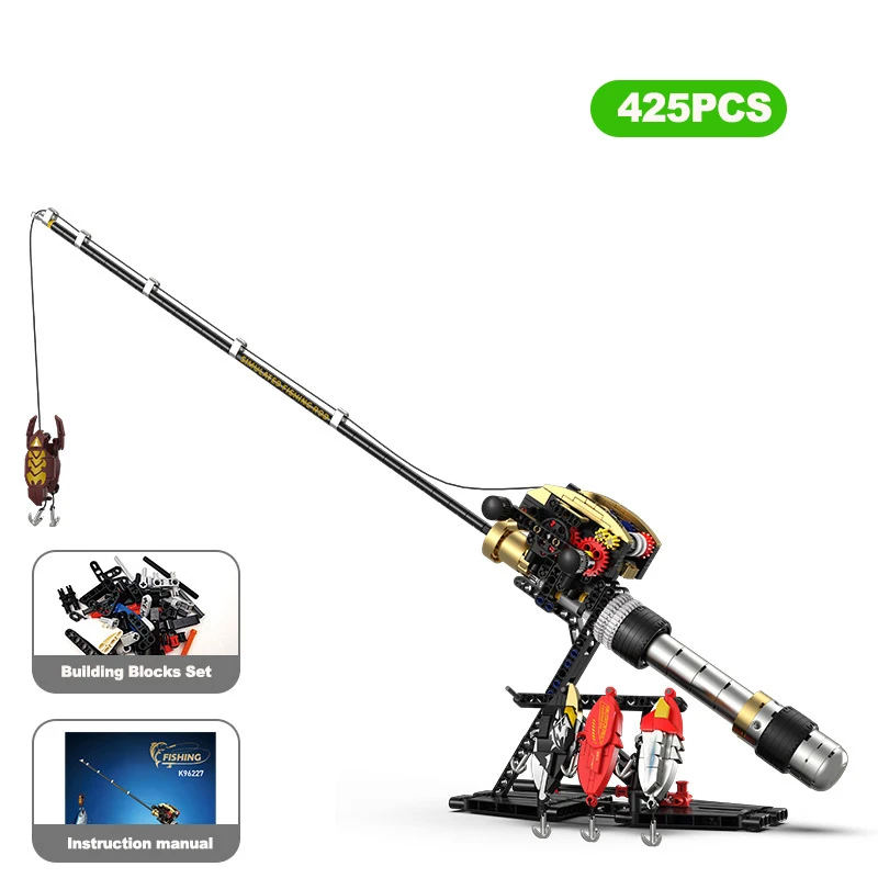 Visstok-bouwstenen Gesimuleerde Zeevisserij Met Hengelset DIY Kit Creatief Bouwspeelgoed voor Visliefhebbers Cadeau