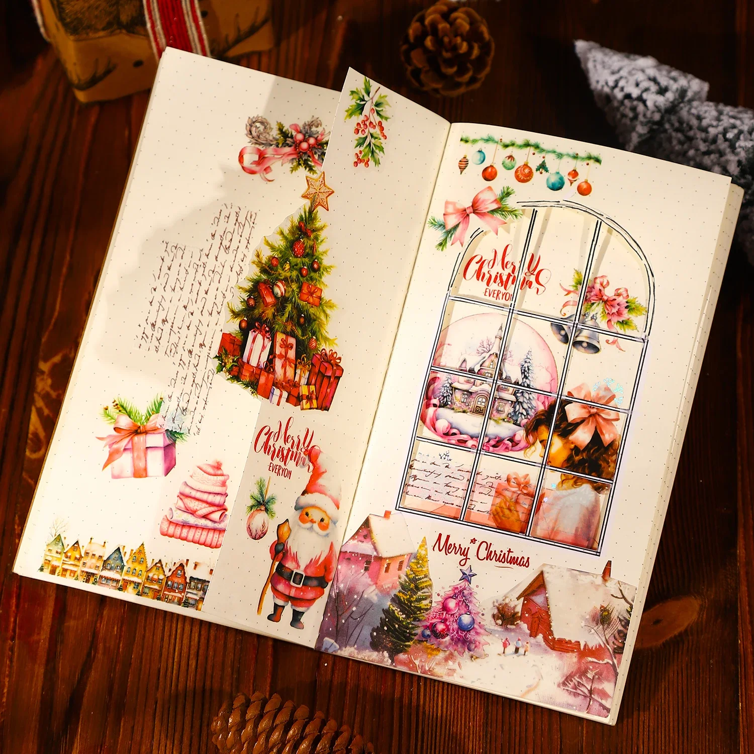 Weihnachts versprechen Serie Vintage Charakter Schnee Landschafts bau Aufkleber Buch kreative DIY Journal Material Collage Briefpapier