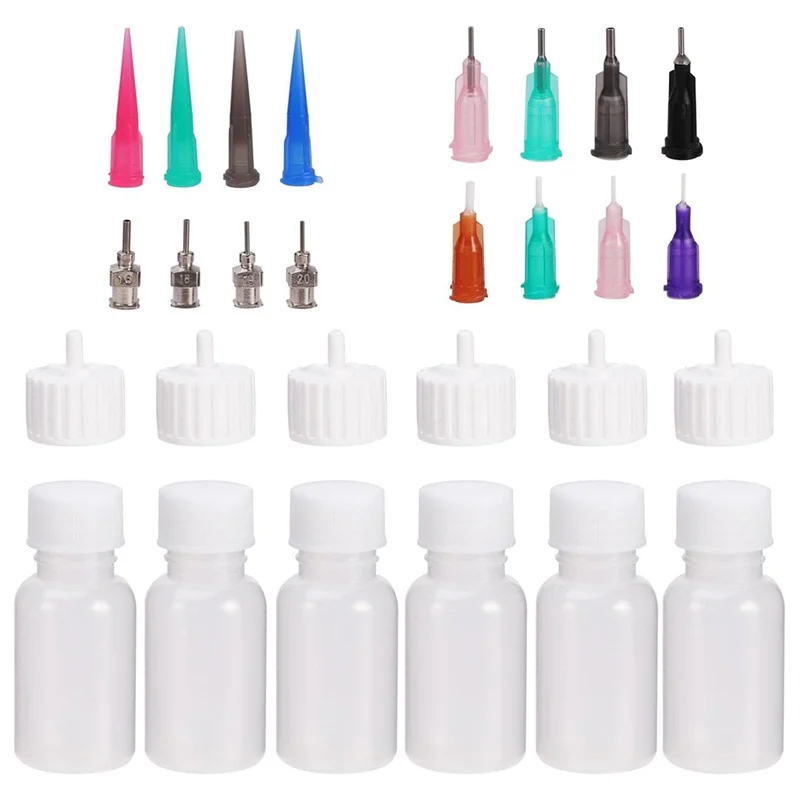 AS94-6 flaconi applicatori di colla, flaconi contagocce comprimibili in plastica da 30 ml per applicazioni di colla, pittura quilling artigianale
