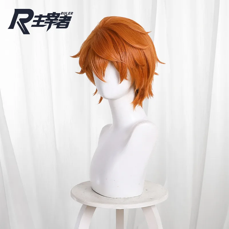 Anime Junket Bank Cosplay Wig Short Orange Wigs Heat Resistant Synthetic Hair Halloween Unisex Wig + Wig Cap