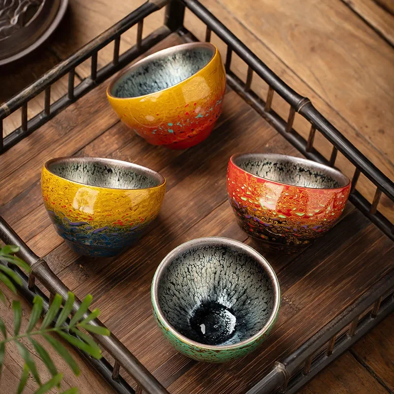 Lacquer Jianzhan Teacup Natural Lacquer Master Cup Ceramic Cup Kung Fu Tea Set Light Luxury High-end Gifts Personal Special