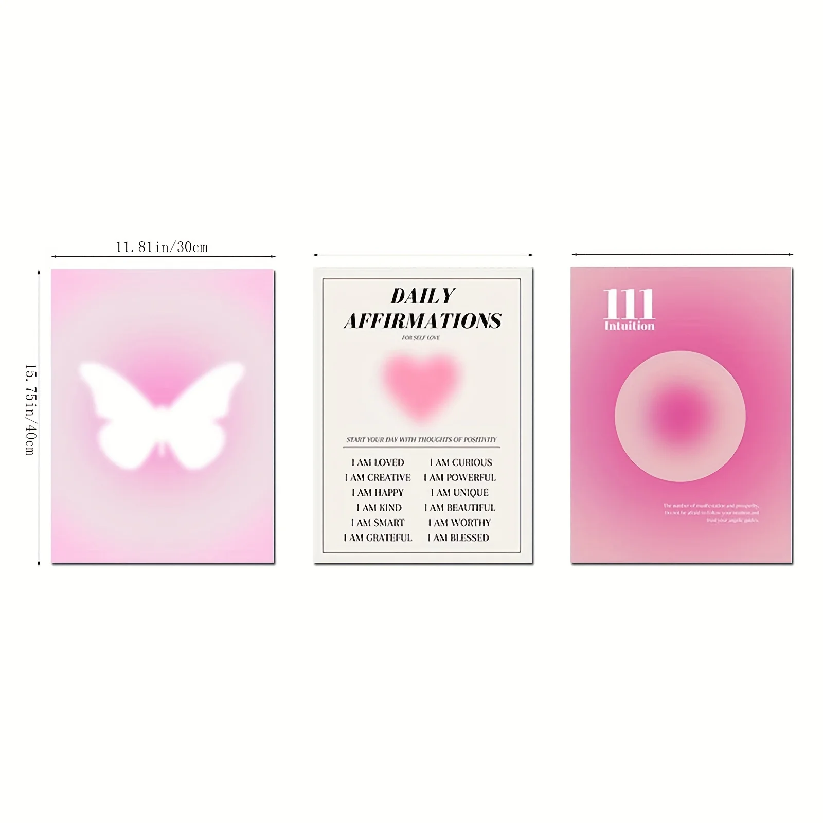 3pcs Nordic Pink Gradient Butterfly Canvas Wall Art Paintings Minimalistic Artwork Prints And Posters Pink Heart Pictures