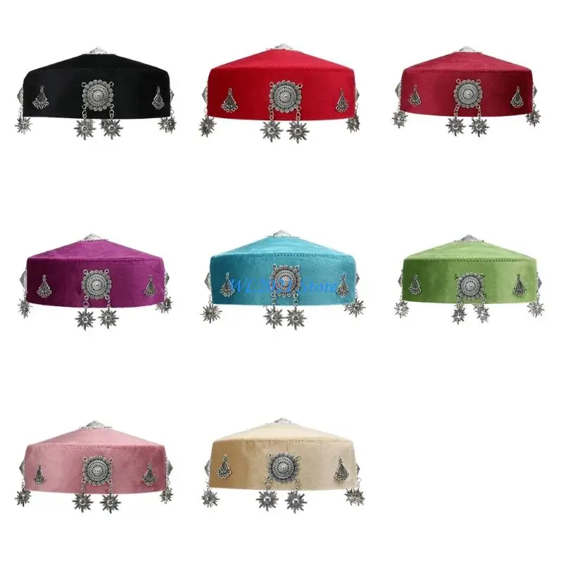 

G5GC Festival Celebration Headgear Ethnic Floral Bucket Caps 8 Colored Designs 2 Measurements