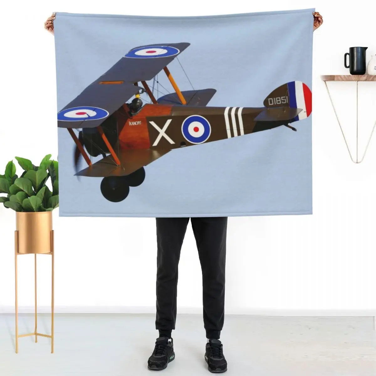 Sopwith Camel D1851 in flight Throw Blanket Fade Resistant Durable Throw Blanket