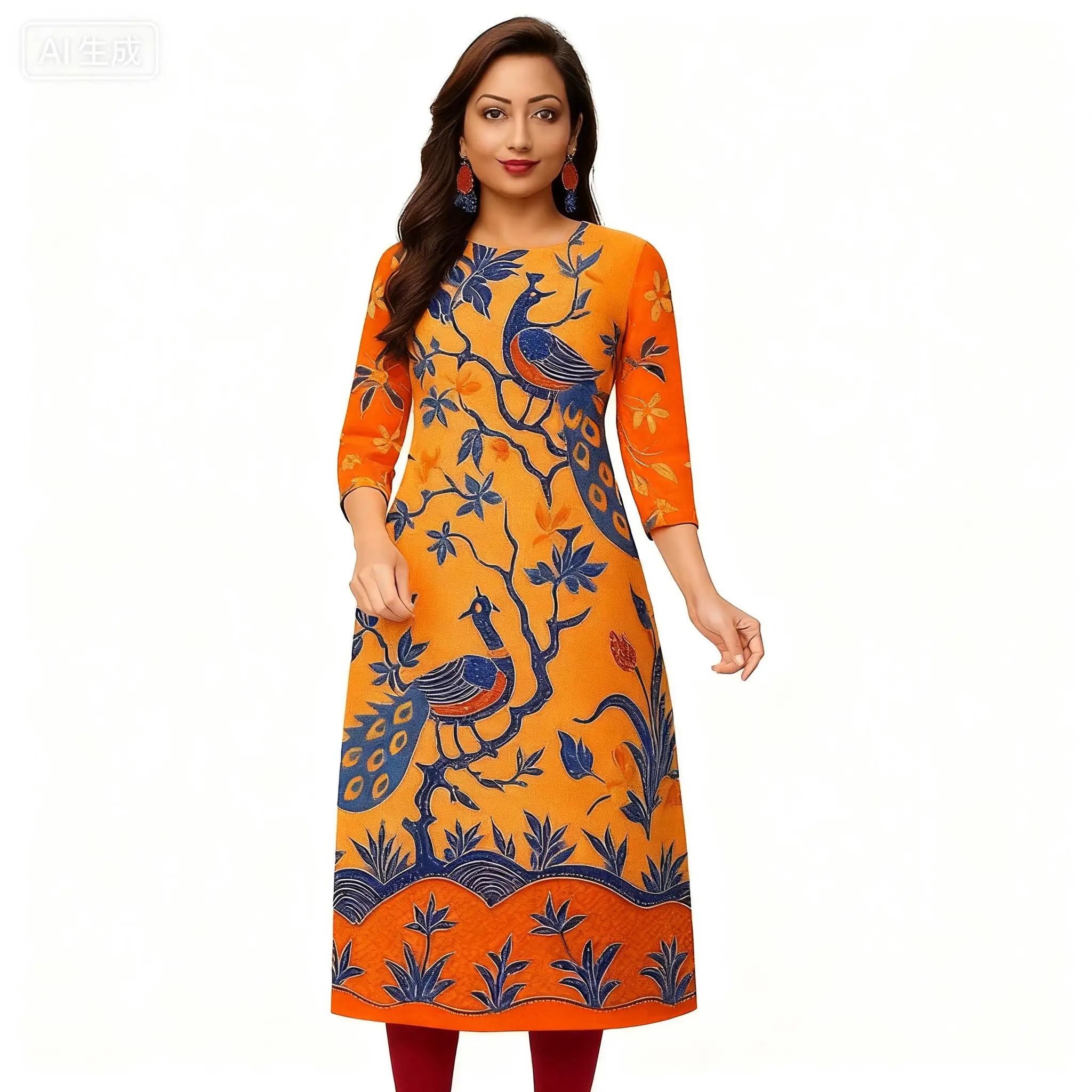 Muzułmańska Kurtta Damska Turecka Abaja Wygodna Sukienka Kurt Prosta Krój Tubowy Rozcięcie na dole Paw Casual Etniczna Bliskowschodnia Arabska