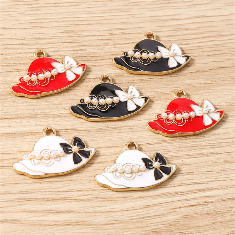 10 قطعة 26x16 مللي متر لطيف المينا السيدات قبعة Charms المعلقات لصنع المجوهرات انخفاض الأقراط القلائد أساور اكسسوارات DIY بها بنفسك الهدايا #1