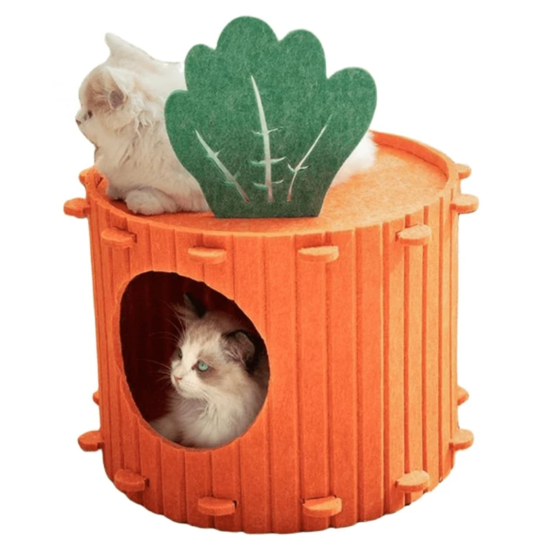 Cute Pet Bed Detachable Large Cat Hideaway Cave Noise Reduction Private Cat Condo For Indoor Cats Kitten Cozy Comfy