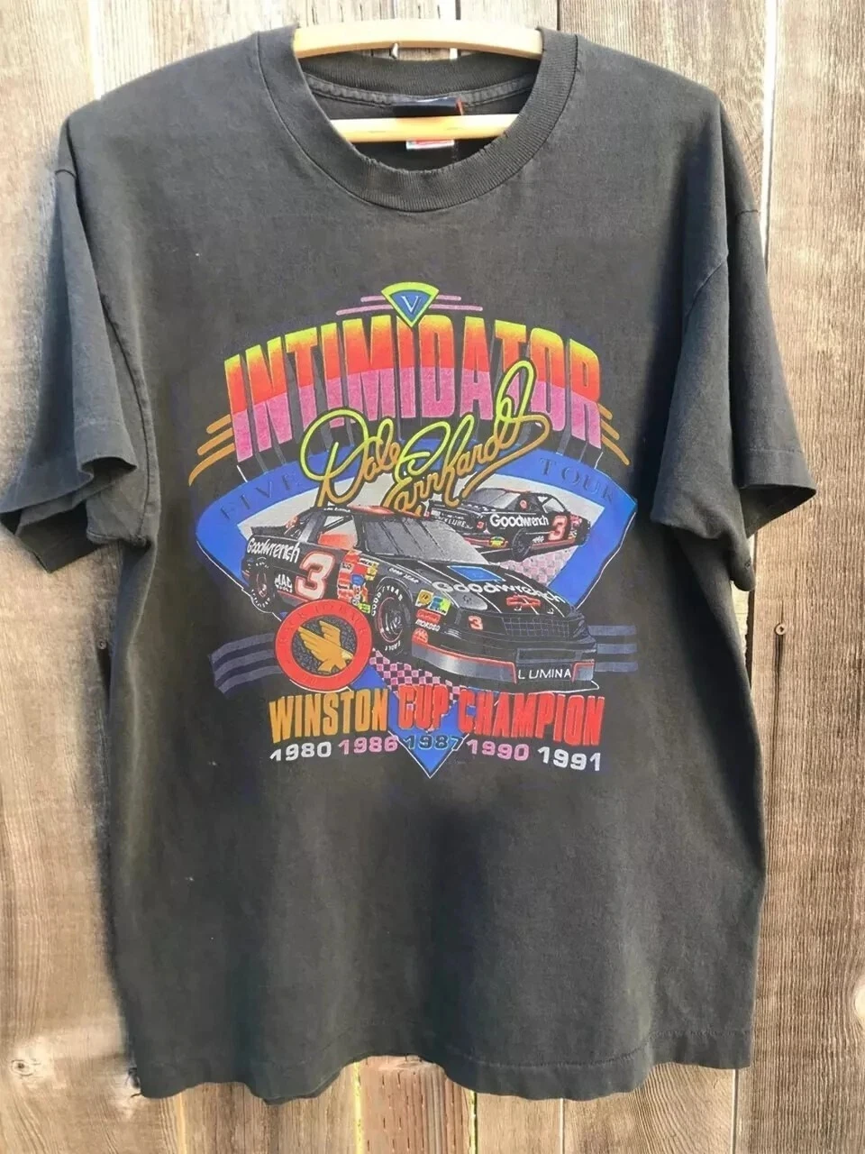 

Summer Y2k Dale Earnhardt Intimidator NASCAR T-Shirt Charcoal Color Shirt Vtg S-4XL Breathable Sweat-absorbing Versatile