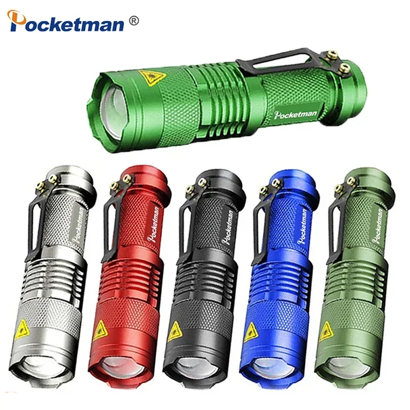 

Mini Flashlight 2000LM High Lumen Q5 LED Flashlights with Clip 3-Modes Zoomable Torch Outdoor Emergency Light Flashlight