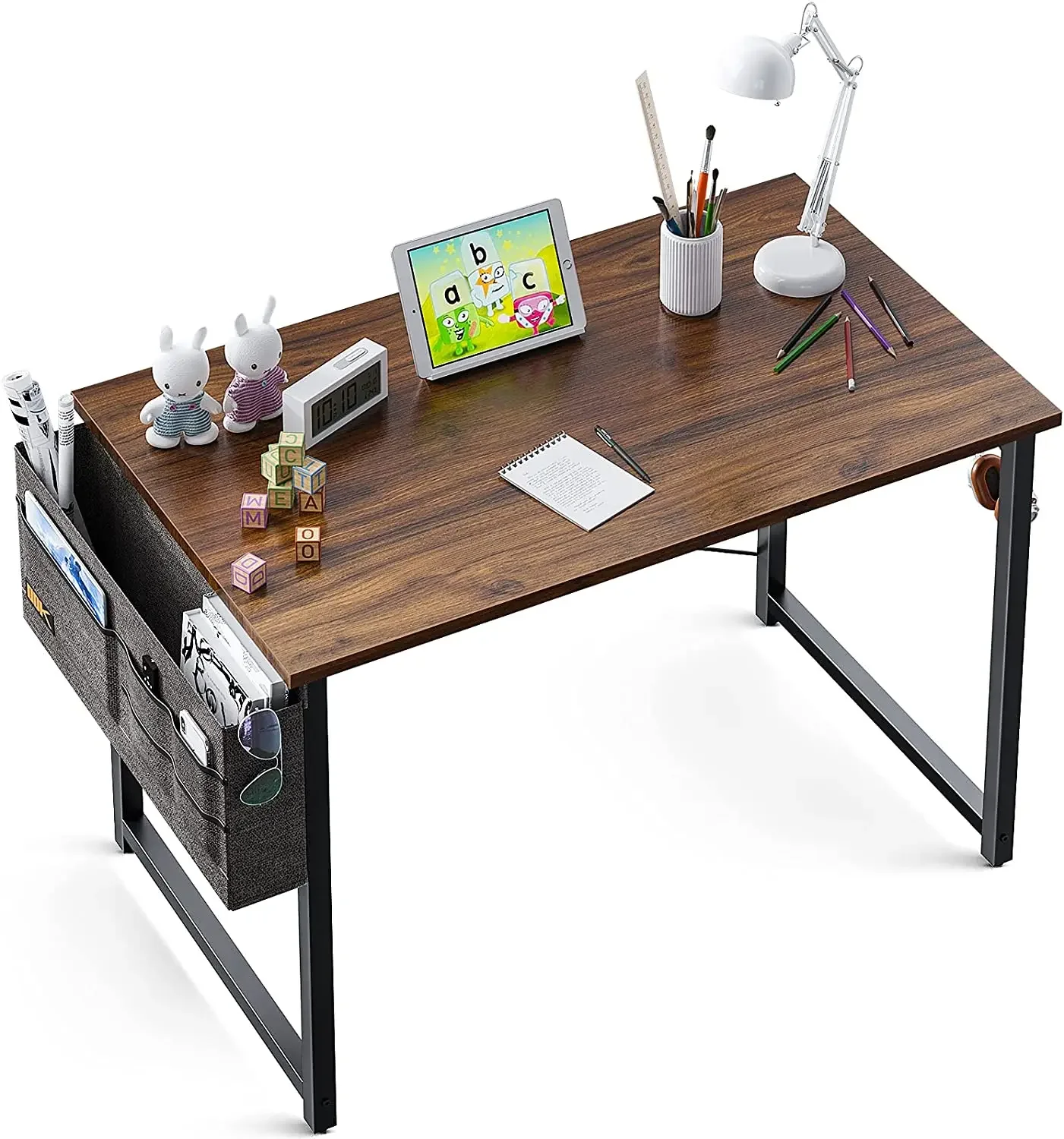 31 inch Sturdy Home Office Table Work Desk Computer Writing Desk with A Storage Bag and Headphone Hook