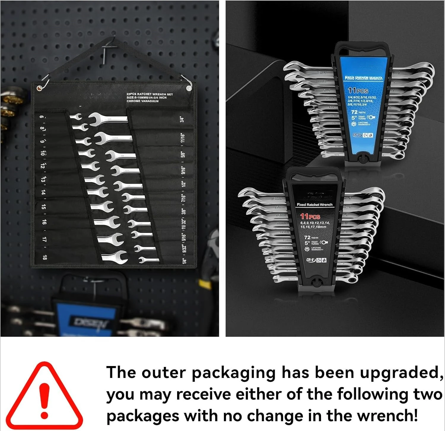 

22 PCS Ratcheting Wrenches Set, Combination Wrenches Set SAE & Metric Standard, 1/4" to 3/4" and 6-18mm Size,Hot selling quality