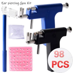 Nose Ear Lip Piercing Gun with 98 Ears Studs Tools Ear Nose Navel Piercing Tool Reusable Painless Sterile Gun Kit Wholesale