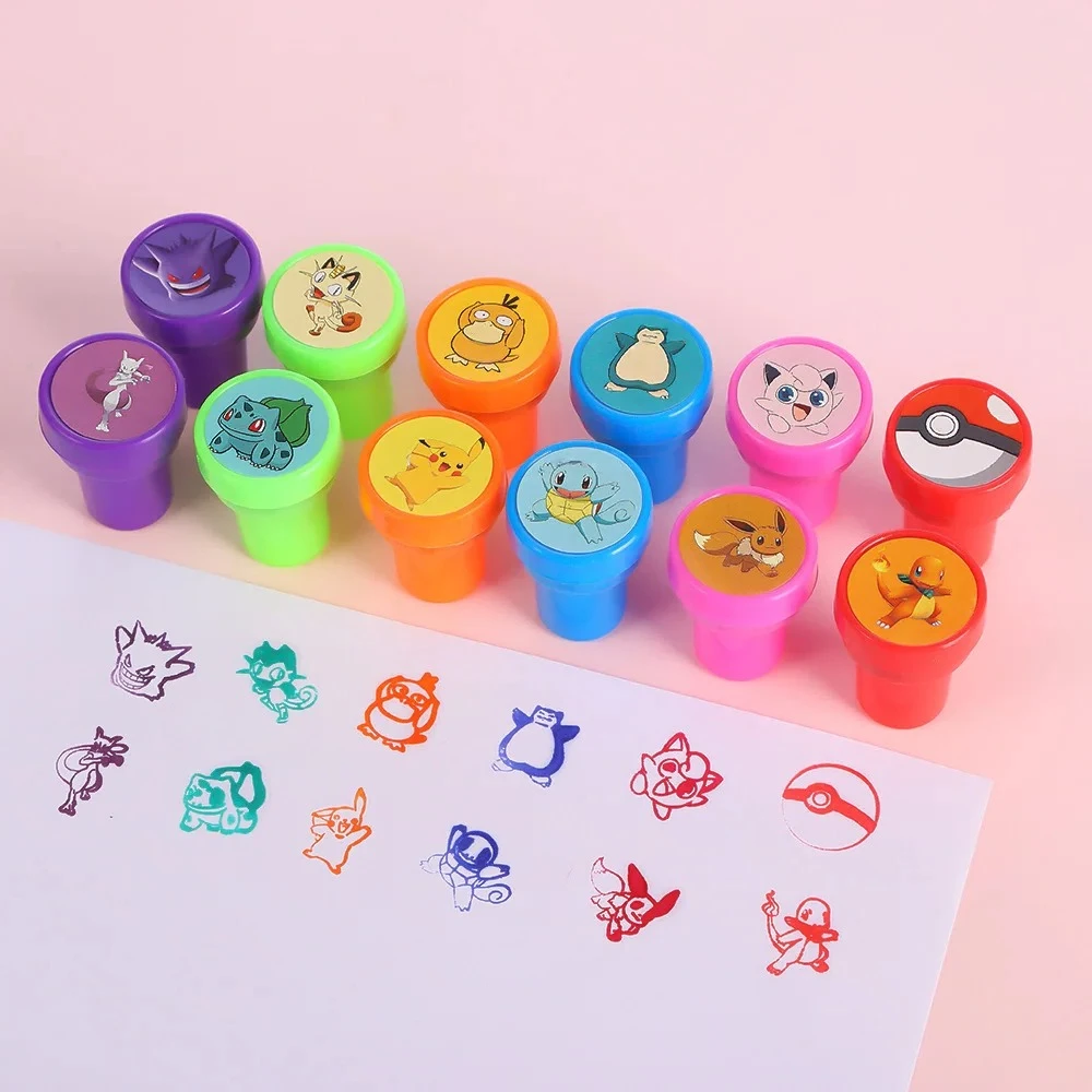 12 Stück/Set Pokemon Anime Farbige Mini-Siegel Pikachu Gengar Snorlax Cartoon Niedliche Plastikspielzeug-Accessoires Dekoration Kindergeburtstagsgeschenk – Detail 5