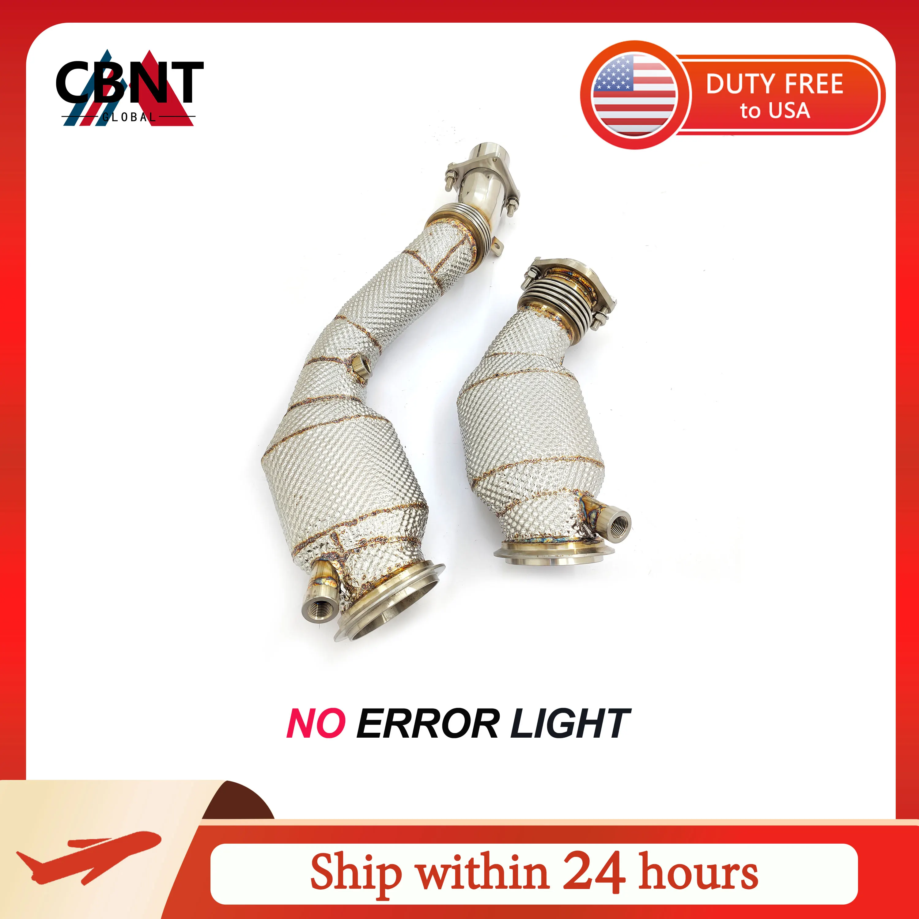 

CBNT for BMW F80 M3 F82 M4 F87 M2C S55 No Error Light Downpipe with Heat Shield High Quality Free Flow SS304 Exhaust Header