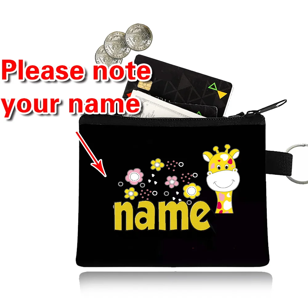 Customized Name Coin Wallet Vintage Business Wallet Students Key Storage Purse Lightweight Canvas Coin Pack Portable Clutch Bag