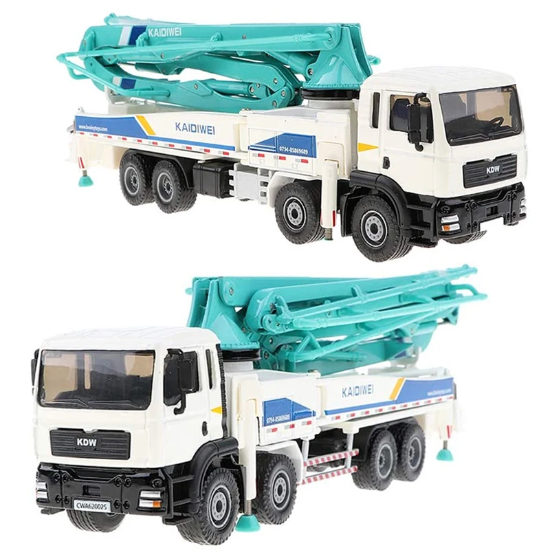 1:55 Diecast Concrete Pump Truck High Simulation Construction Vehicle Car Model Toys Alloy Diecast Vehicle Birthday Gift for Kid