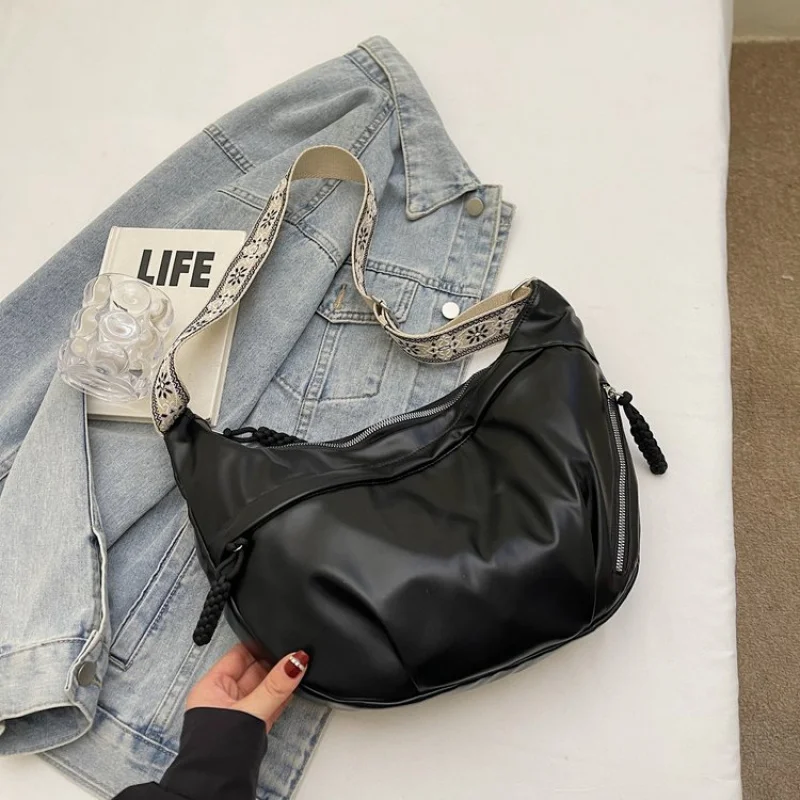 

Lightweight Nylon Crossbody Bag Women Magnetic Closure Textured Print Adjustable Strap Durable Travel Essential Daily Bag​