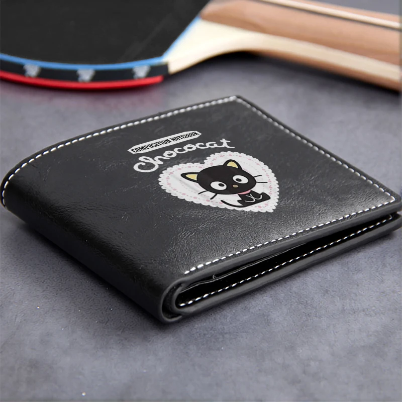 Chococat Composition Notebook Premium PU Leather Wallet Minimalist Design Durable Lightweight Men's Compact Wallet