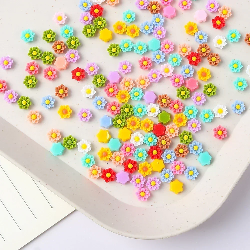 

100pcs 3D Colorful Resin Nail Charms Rhinestones Cartoon Flower Accessories Nail Art Diy Phone Cases Decorations