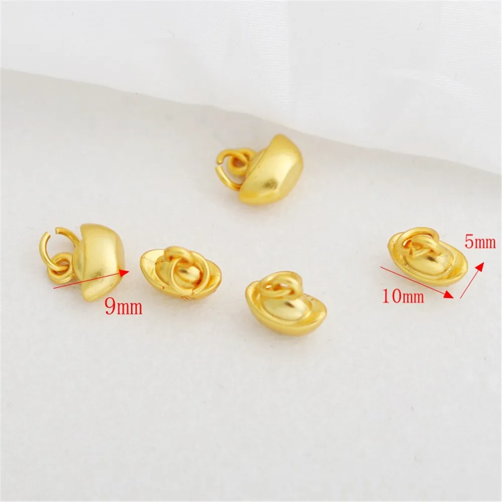 

18K Gold Color Plain Ingot Small Pendant, DIY Jewelry Material Accessories, 5*10mm