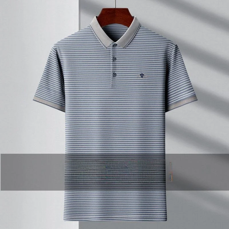 

Slim Stripe Midlife Men's Short Sleeve Shirt Business Casual Lightweight Dad Clothes Stripe Short Sleeve T-Shirt