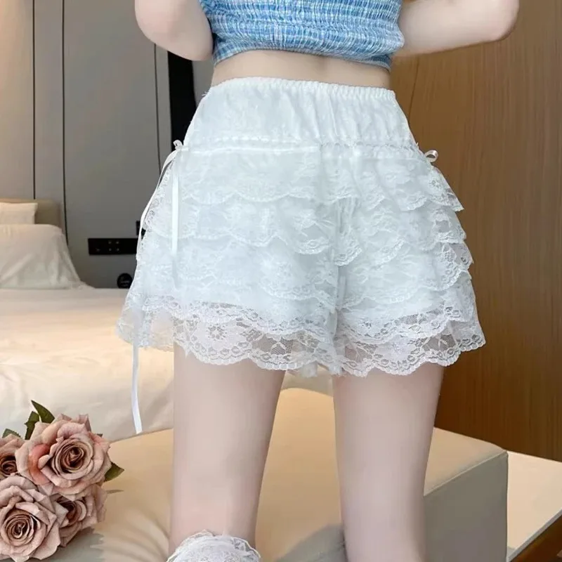 Floral Lace Lolita Safety Pants Women Summer Shorts Petticoat Underpants Girls Fashion Princess Loose Shorts