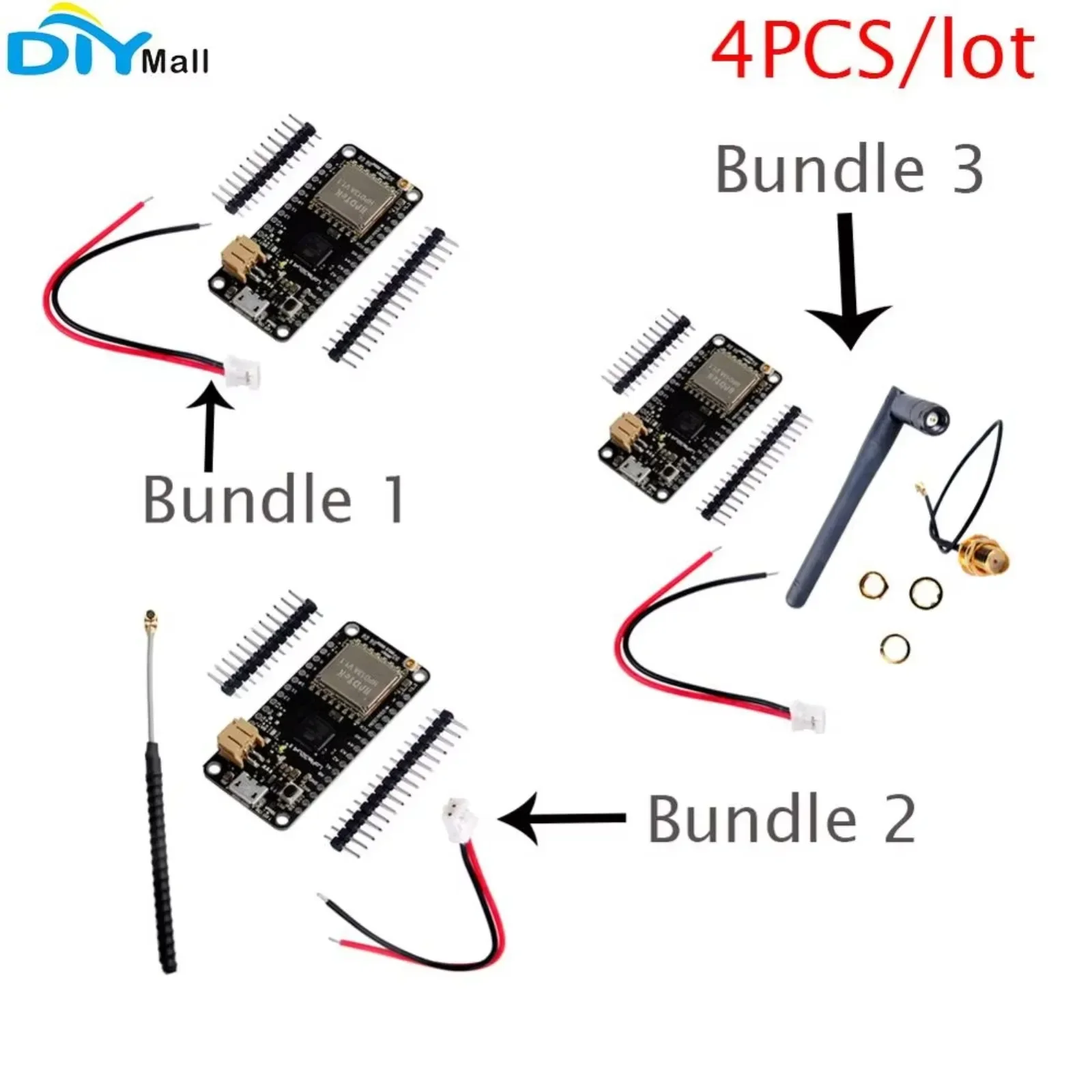 4PCS Lora32U4 II Development Board 868MHz 915MHz IoT SX1276 Module with Antenna and JST Connector for Wireless Communication