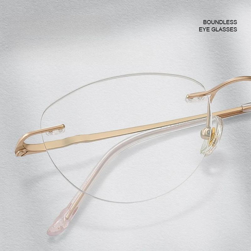 Lunettes de myopie sans monture en titane pur, 52-17mm, nouvelle arrivée, pour femmes, style œil de chat, anti-lumière bleue, lunettes de lecture