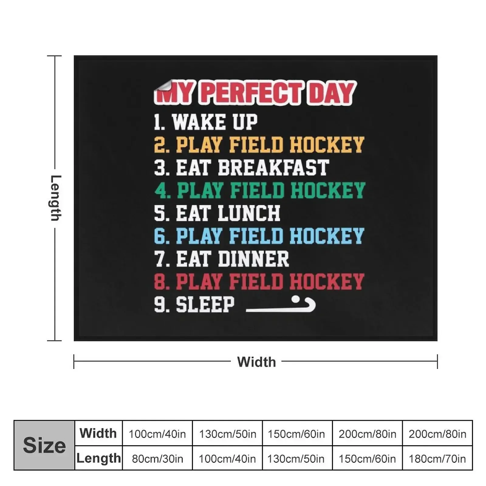 My Perfect Day Play Field Hockey Throw Blanket Picnic Bed linens Blankets