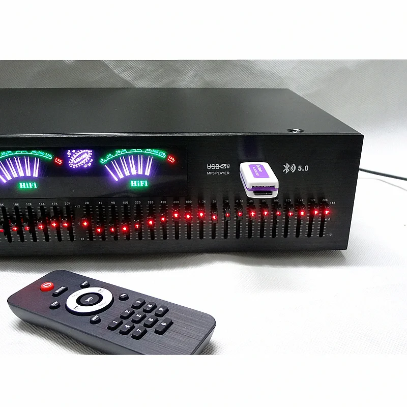المدمج في بلوتوث 5.0 EQ666BT ستيريو 40 الفرقة الرسم Equcizer المزدوج 20 الفرقة EQ KTV الرئيسية مكبر للصوت لهجة موالف مع شاشة LED