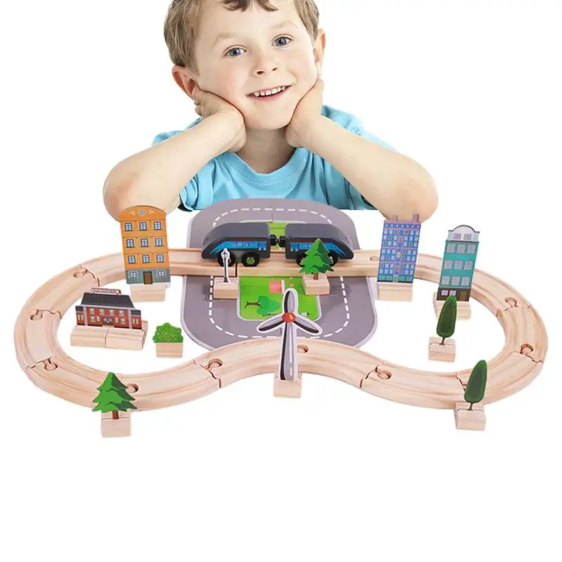 

Building Rail Puzzle 46pcs Educational Train Rail Building Puzzle Pre-Kindergarten Developmental Toys For Playground Interaction