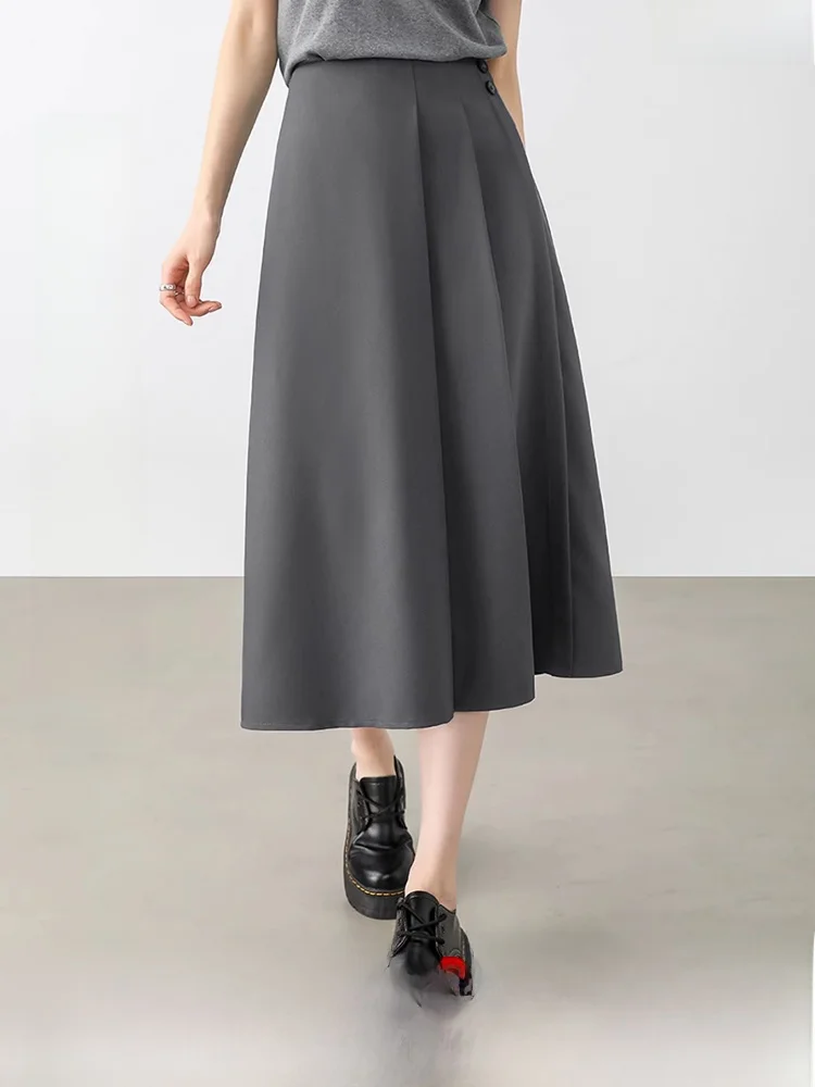 

Новая женская плиссированная юбка А-силуэта средней длины для офиса и повседневной носки, весна 2026, из полиэстеровой смеси, с завышенной талией