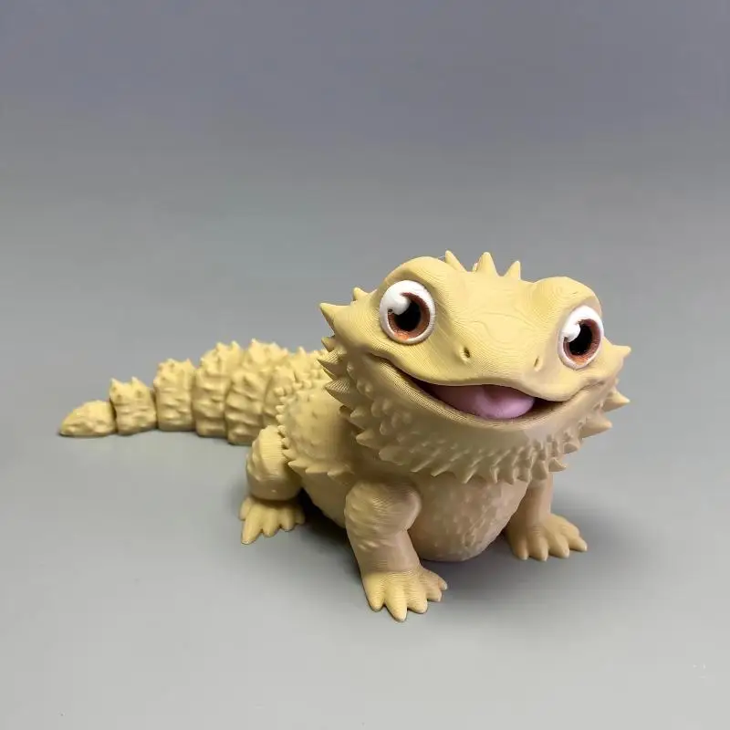 Mini 3D Printed Bearded Dragon Figurine Lifelike Lizard Statue Perfect Reptile Lover Gift for Bookshelf Desk Decor