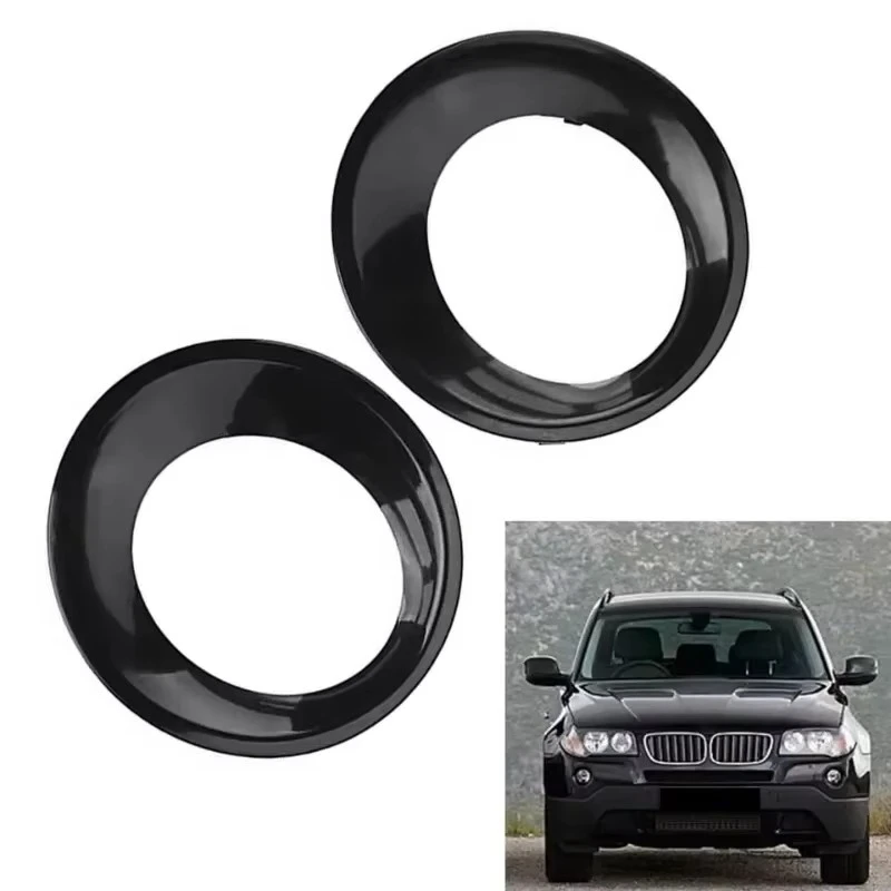 2pcs 51113423790 For BMW X3 E83 LCI 2007 2008 2009 2010 Fog Lamp Frame Front Bumper Light Cover Trim Primed Car Accessories